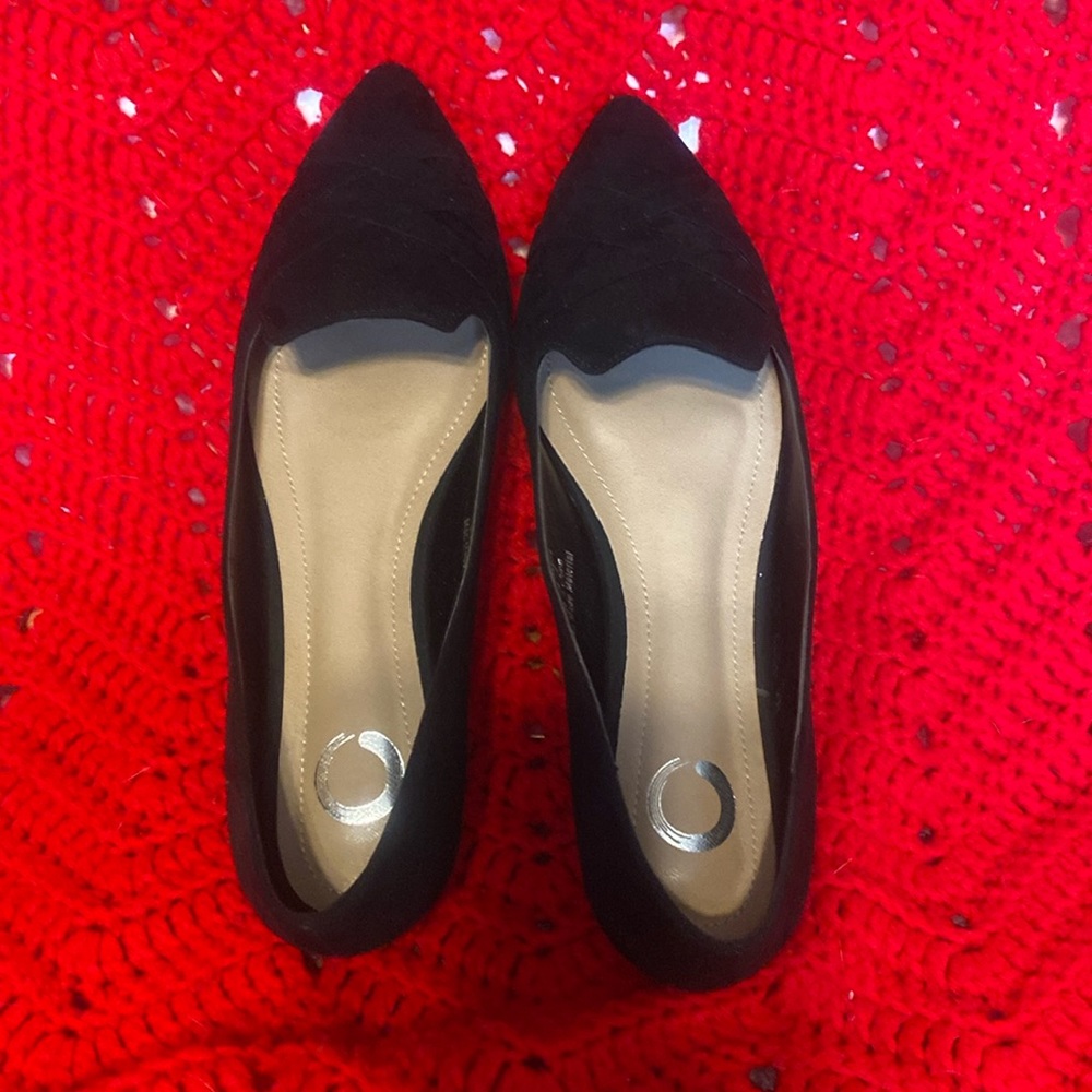 Journey Collection-Women’s Mindee Faux Black Suede Slip On Loafer Shoes Size 8